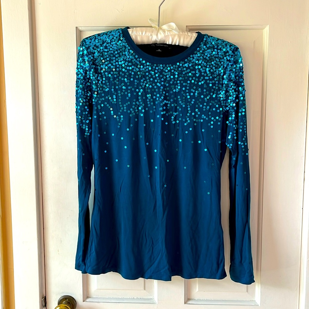 Sprinkled with stardust!  INC sequin studded long sleeved shirt.